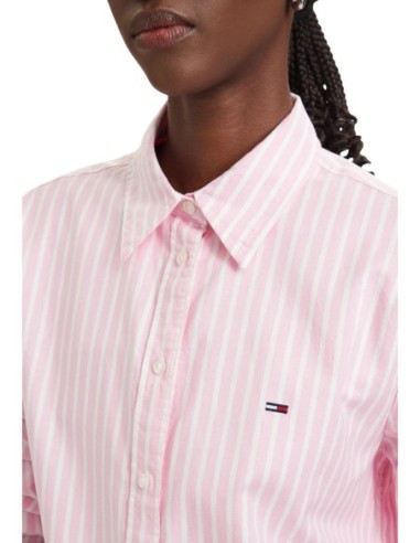 Tommy Jeans chemise femme rose rayée | choixmode.fr