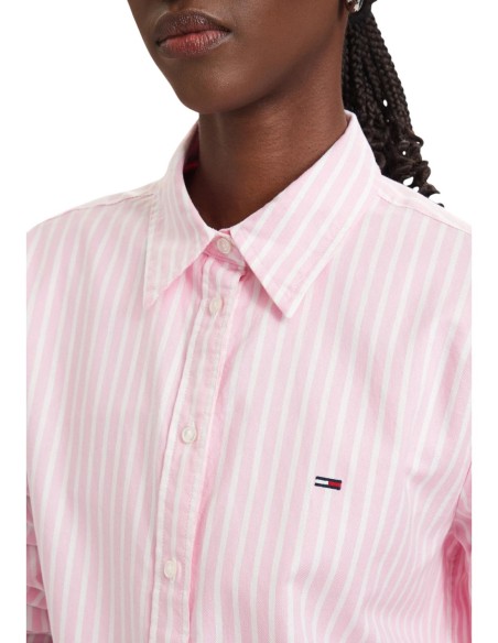 Tommy Jeans chemise femme rose rayée | choixmode.fr
