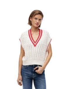 Tommy Jeans gilet femme blanc sans manches | choixmode.fr