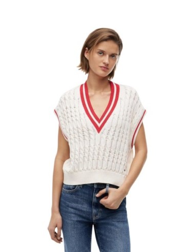 Tommy Jeans gilet femme blanc sans manches | choixmode.fr