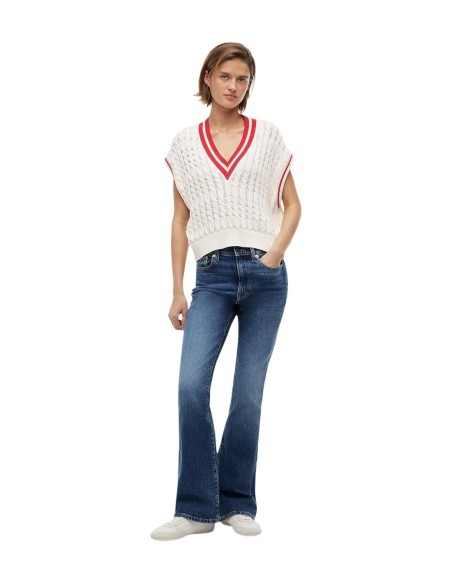 Tommy Jeans gilet femme blanc sans manches | choixmode.fr