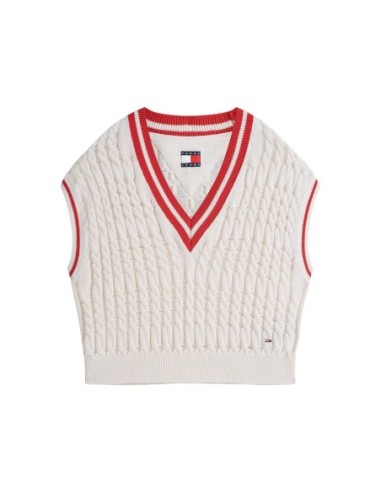 Tommy Jeans gilet femme blanc sans manches | choixmode.fr
