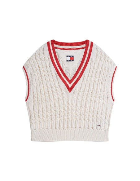 Tommy Jeans gilet femme blanc sans manches | choixmode.fr