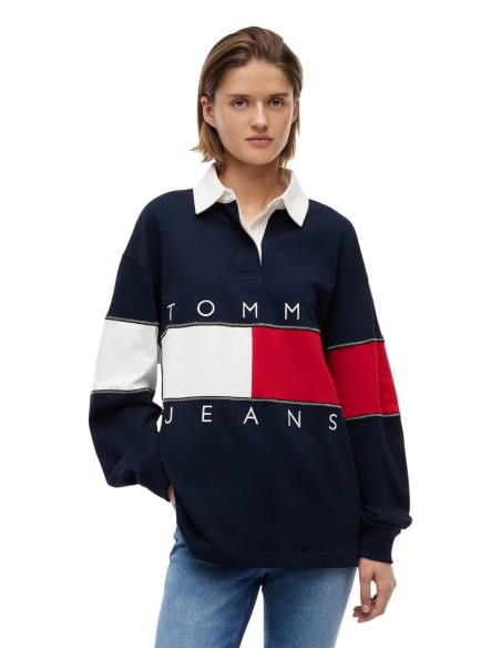 Tommy Jeans sweat femme bleu imprimé | choixmode.fr