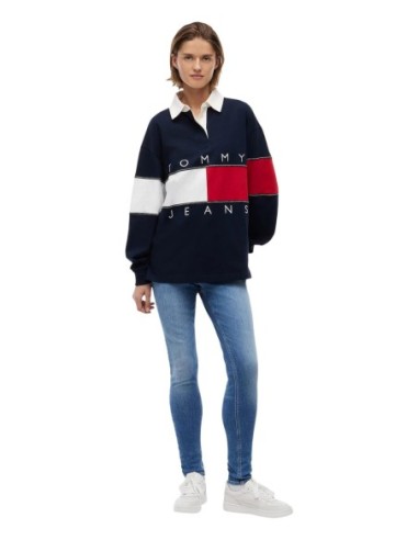Tommy Jeans sweat femme bleu imprimé | choixmode.fr
