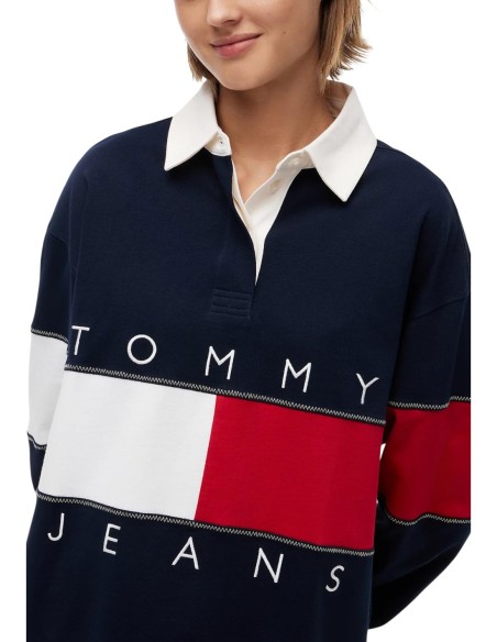 Tommy Jeans sweat femme bleu imprimé | choixmode.fr