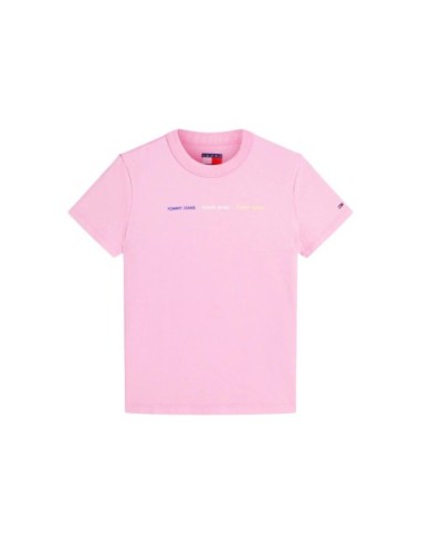 Tommy Jeans t-shirt femme rose coton bio | choixmode.fr