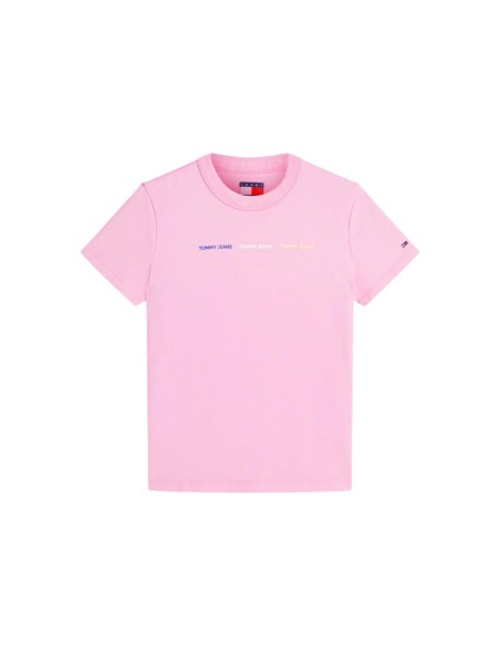 Tommy Jeans t-shirt femme rose coton bio | choixmode.fr