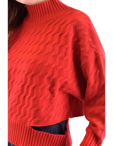 Pinko pull femme rouge col montant | choixmode.fr