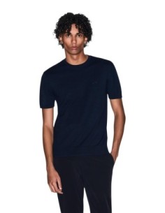 Armani Exchange t-shirt homme bleu matière jeans | ChoixMode