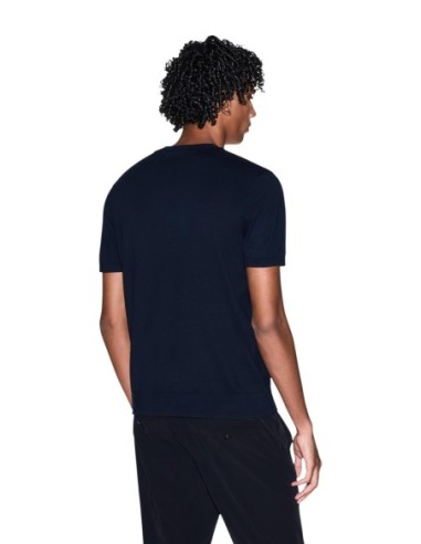 Armani Exchange t-shirt homme bleu matière jeans | ChoixMode