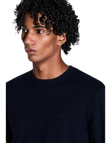 Armani Exchange t-shirt homme bleu matière jeans | ChoixMode