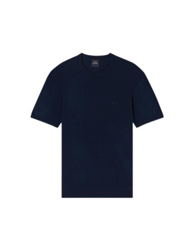 Armani Exchange t-shirt homme bleu matière jeans | ChoixMode