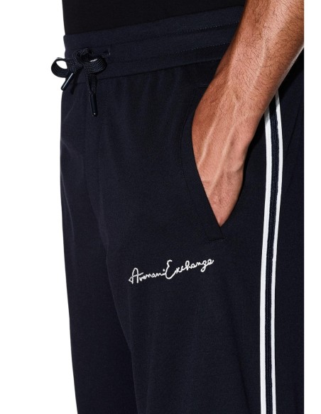 Armani Exchange pantalon homme bleu viscose zip | ChoixMode
