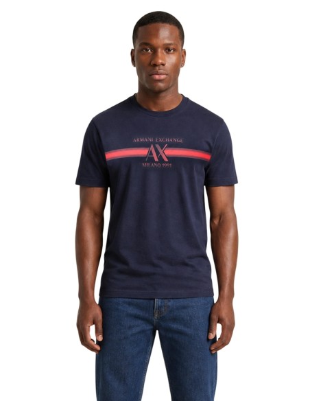 Armani Exchange t-shirt homme bleu imprimé col rond | ChoixMode