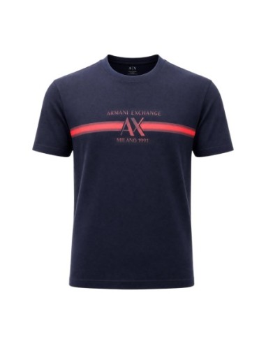 Armani Exchange t-shirt homme bleu imprimé col rond | ChoixMode
