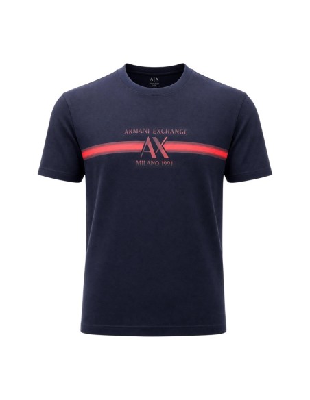 Armani Exchange t-shirt homme bleu imprimé col rond | ChoixMode
