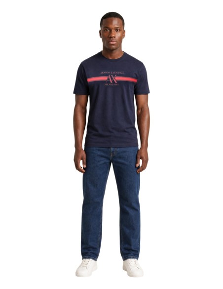Armani Exchange t-shirt homme bleu imprimé col rond | ChoixMode