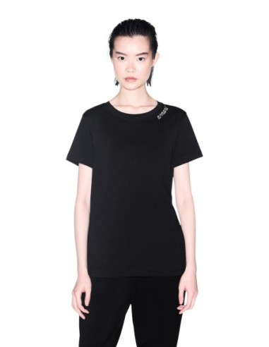 Armani Exchange t-shirt femme noir uni col rond | ChoixMode