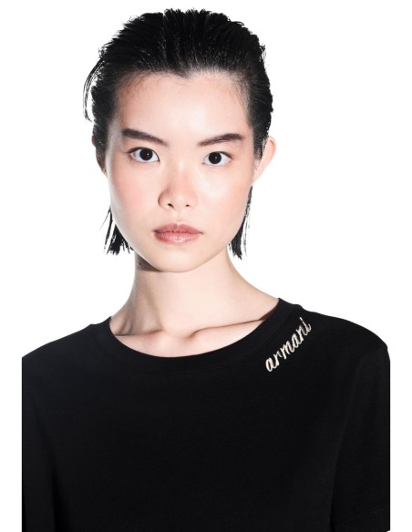 Armani Exchange t-shirt femme noir uni col rond | ChoixMode
