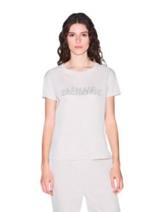 Armani Exchange t-shirt femme beige imprimé manches courtes | ChoixMode
