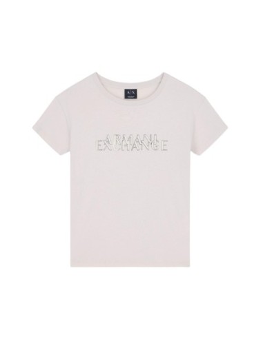 Armani Exchange t-shirt femme beige imprimé manches courtes | ChoixMode