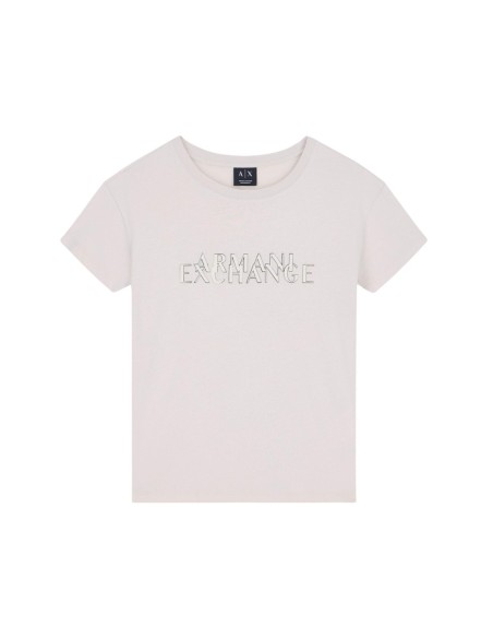 Armani Exchange t-shirt femme beige imprimé manches courtes | ChoixMode