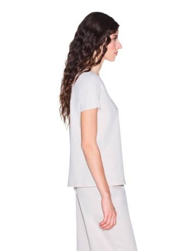 Armani Exchange t-shirt femme beige imprimé manches courtes | ChoixMode