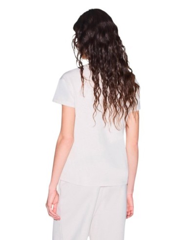 Armani Exchange t-shirt femme beige imprimé manches courtes | ChoixMode