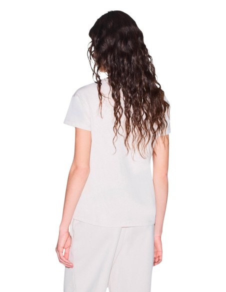 Armani Exchange t-shirt femme beige imprimé manches courtes | ChoixMode