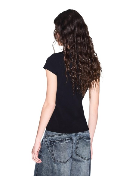 Armani Exchange t-shirt femme noir imprimé stretch | ChoixMode