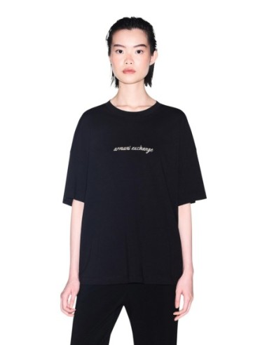 Armani Exchange t-shirt femme noir imprimé coton classique | ChoixMode