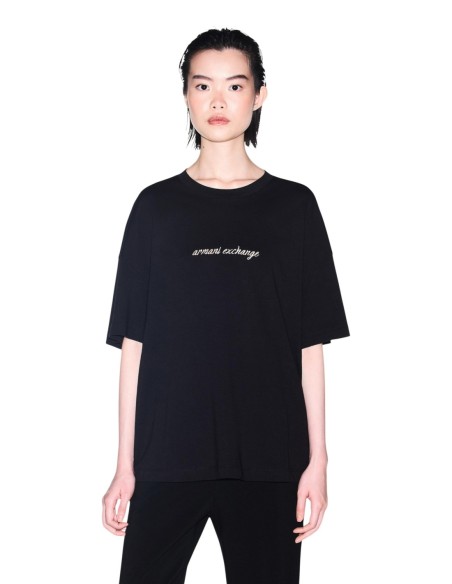 Armani Exchange t-shirt femme noir imprimé coton classique | ChoixMode