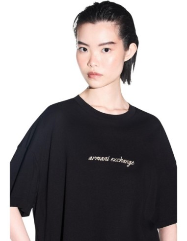 Armani Exchange t-shirt femme noir imprimé coton classique | ChoixMode