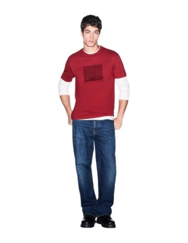 Armani Exchange t-shirt homme rouge imprimé coton | ChoixMode
