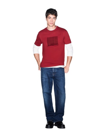 Armani Exchange t-shirt homme rouge imprimé coton | ChoixMode