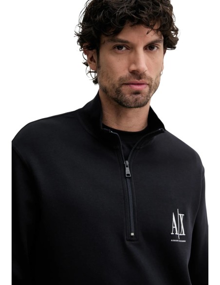 Armani Exchange sweat homme noir zippé col montant | ChoixMode