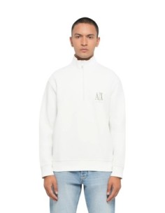Armani Exchange sweat zippé homme blanc col montant | ChoixMode