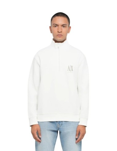 Armani Exchange sweat zippé homme blanc col montant | ChoixMode