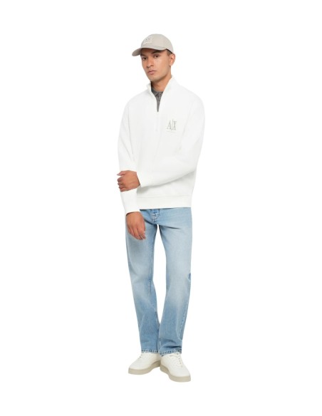 Armani Exchange sweat zippé homme blanc col montant | ChoixMode
