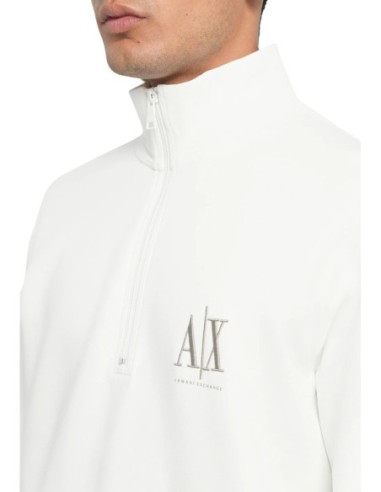 Armani Exchange sweat zippé homme blanc col montant | ChoixMode