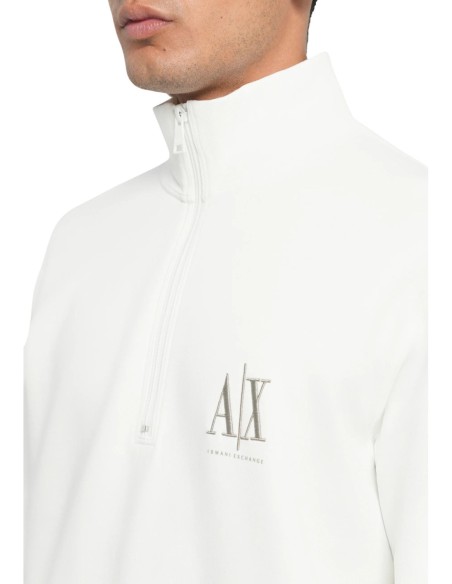 Armani Exchange sweat zippé homme blanc col montant | ChoixMode