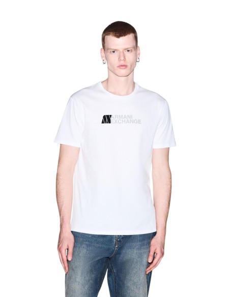 Armani Exchange t-shirt homme blanc imprimé manches courtes | ChoixMode