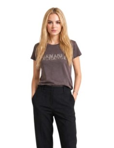 Armani Exchange t-shirt femme marron imprimé manches courtes | ChoixMode