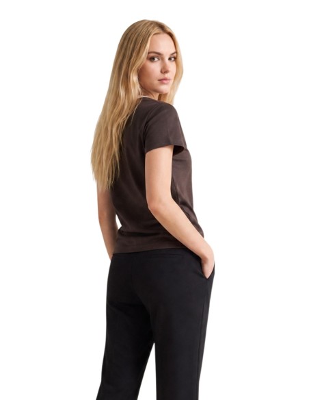 Armani Exchange t-shirt femme marron imprimé manches courtes | ChoixMode