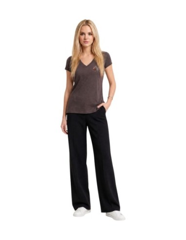 Armani Exchange t-shirt femme marron col V pailleté | ChoixMode