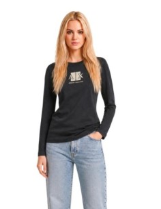 Armani Exchange t-shirt femme noir imprimé manches longues | ChoixMode
