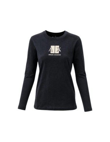 Armani Exchange t-shirt femme noir imprimé manches longues | ChoixMode