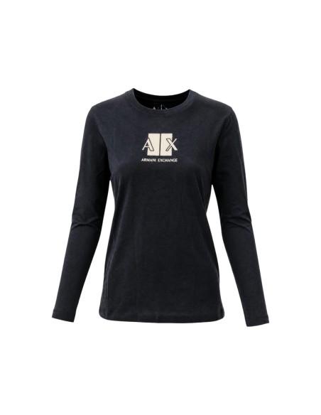 Armani Exchange t-shirt femme noir imprimé manches longues | ChoixMode
