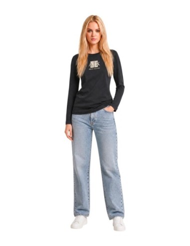Armani Exchange t-shirt femme noir imprimé manches longues | ChoixMode